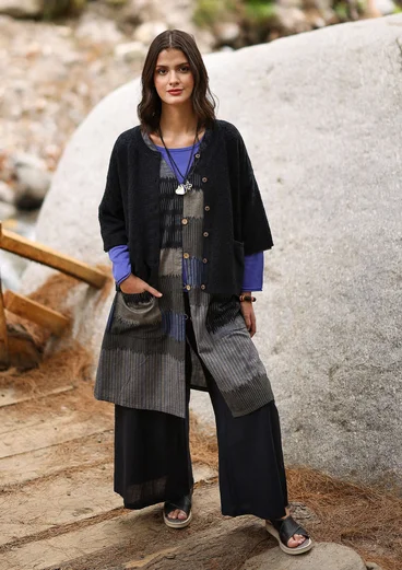 Strickjacke aus Bio-/Recycling-Baumwolle - schwarz