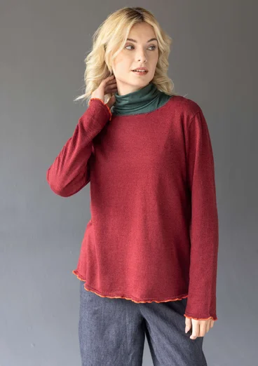 Fine-knit linen/organic cotton sweater - dark agate red