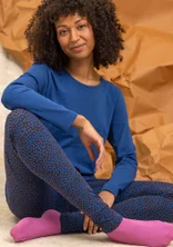 “Ebba” dotted/solid-colour jersey leggings in organic cotton/elastane - dark aubergine/patterned