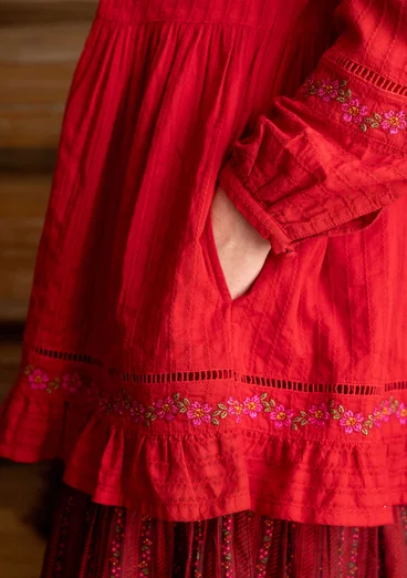 Geweven tuniek "Nome" van biologisch katoen - tomaat