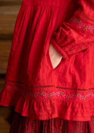 Geweven tuniek "Nome" van biologisch katoen - tomaat