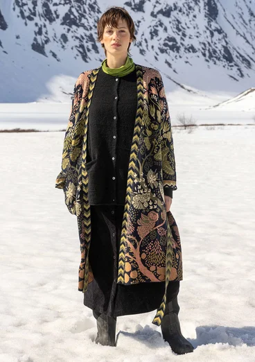 Lang cardigan "Tanana" i bomuld/lyocell - sort