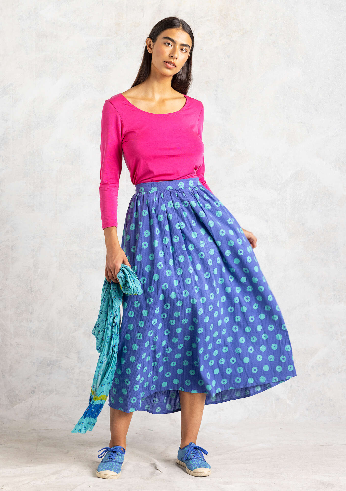 “Hilda” woven organic cotton skirt blue lotus/patterned thumbnail