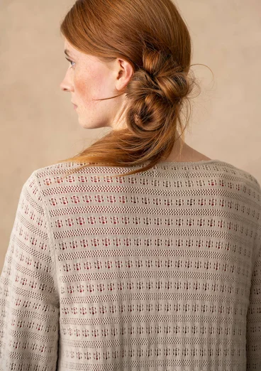 Pointellestrikket jakke «Heiwa» i økologisk / resirkulert bomull - natur