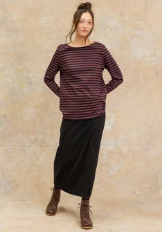Long jersey skirt in organic cotton rib - black