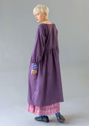 Geblümtes oder einfarbiges Kleid „Leah“ aus luftiger Bio-Baumwolle - gewitterlila
