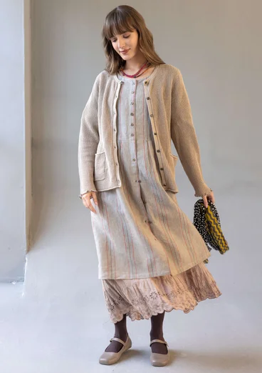 Brioche-knit linen/organic cotton cardigan - dark natural