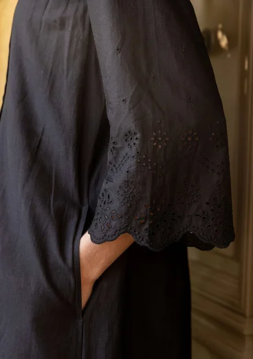 Webkleid „Anglaise“ aus Bio-Baumwolle - schwarz