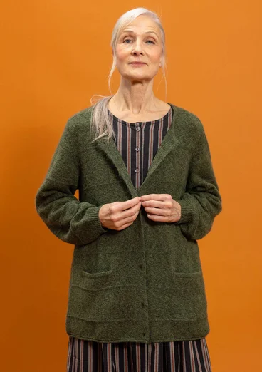 Cardigan in alpaca blend - pine/melange