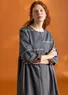 Woven “Ava” dress in organic cotton (black S)