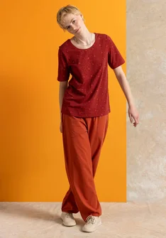Organic cotton/elastane jersey trousers - madder red
