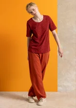 Trikåbyxa i ekologisk bomull/elastan - krappröd