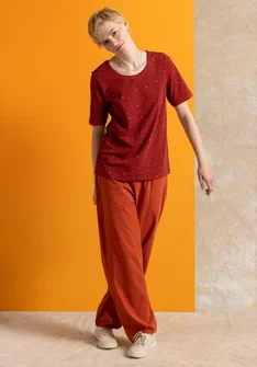 Organic cotton/elastane jersey trousers - madder red