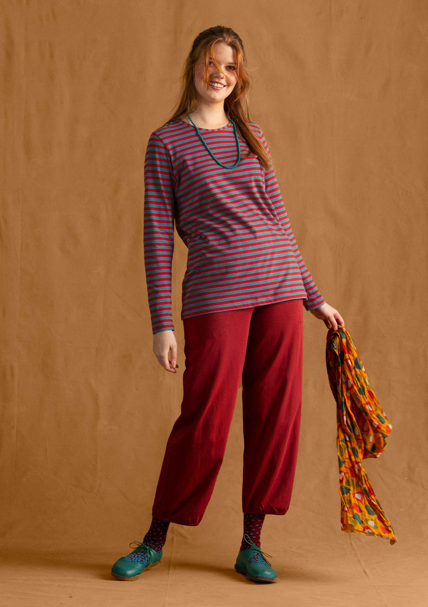 Jersey pants in organic cotton/spandex agate red thumbnail