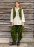 “Nootka” organic cotton/recycled polyester velour waistcoat (forest green/patterned XL)