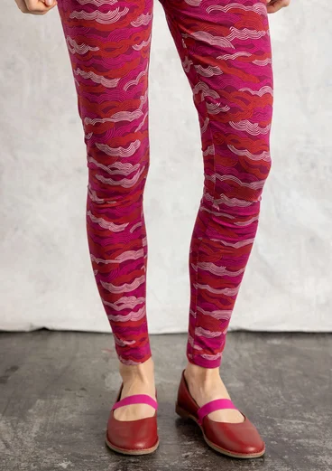 “Mona” organic cotton/elastane jersey leggings - red cabbage/patterned