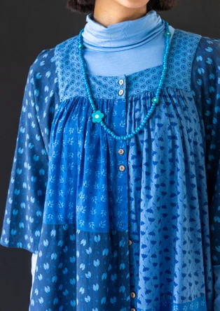 Geblümtes Kleid „1976“ aus Bio-Baumwolle - indigo