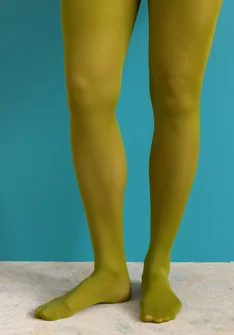 Effen panty van gerecycled polyamide - groene peper