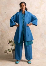 Kimonojacke aus Öko-Baumwolle/Leinen - leinenblau