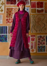 Gebreid lang gilet "Oda" van linnen/biologisch katoen - tranbr