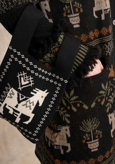 Stricktasche „Skåne“ aus Bio-/Recycling-Baumwolle - schwarz