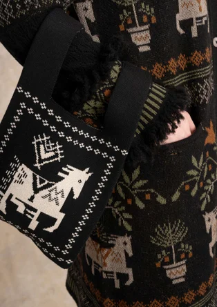 Stricktasche „Skåne“ aus Bio-/Recycling-Baumwolle - schwarz