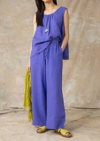 Woven linen pants - sky blue