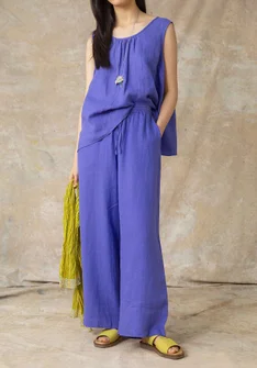 Woven linen pants - sky blue