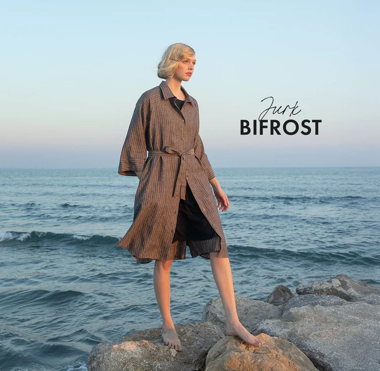 “Bifrost” woven shirt dress in linen