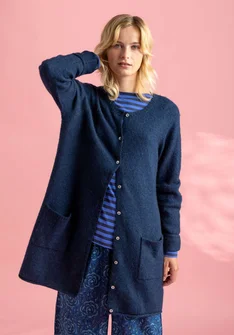 Wool/cotton/alpaca coatigan - blue mussel