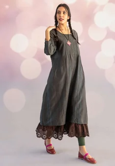 Geweven jurk "Melody" van biologisch katoen/zijde - agave