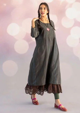 Geweven jurk "Melody" van biologisch katoen/zijde - agave