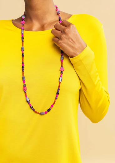 Collier "Jane" en perles de verre recyclé - géranium des bois