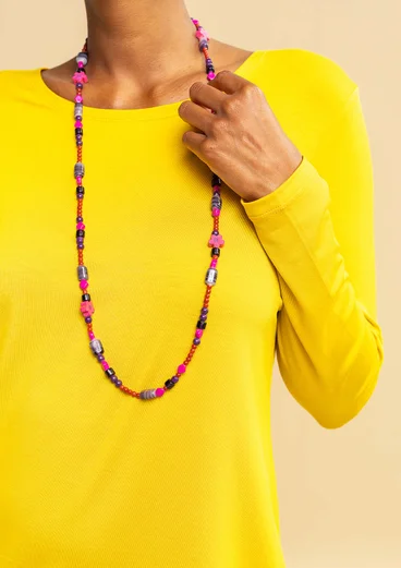 Collier "Jane" en perles de verre recyclé - géranium des bois