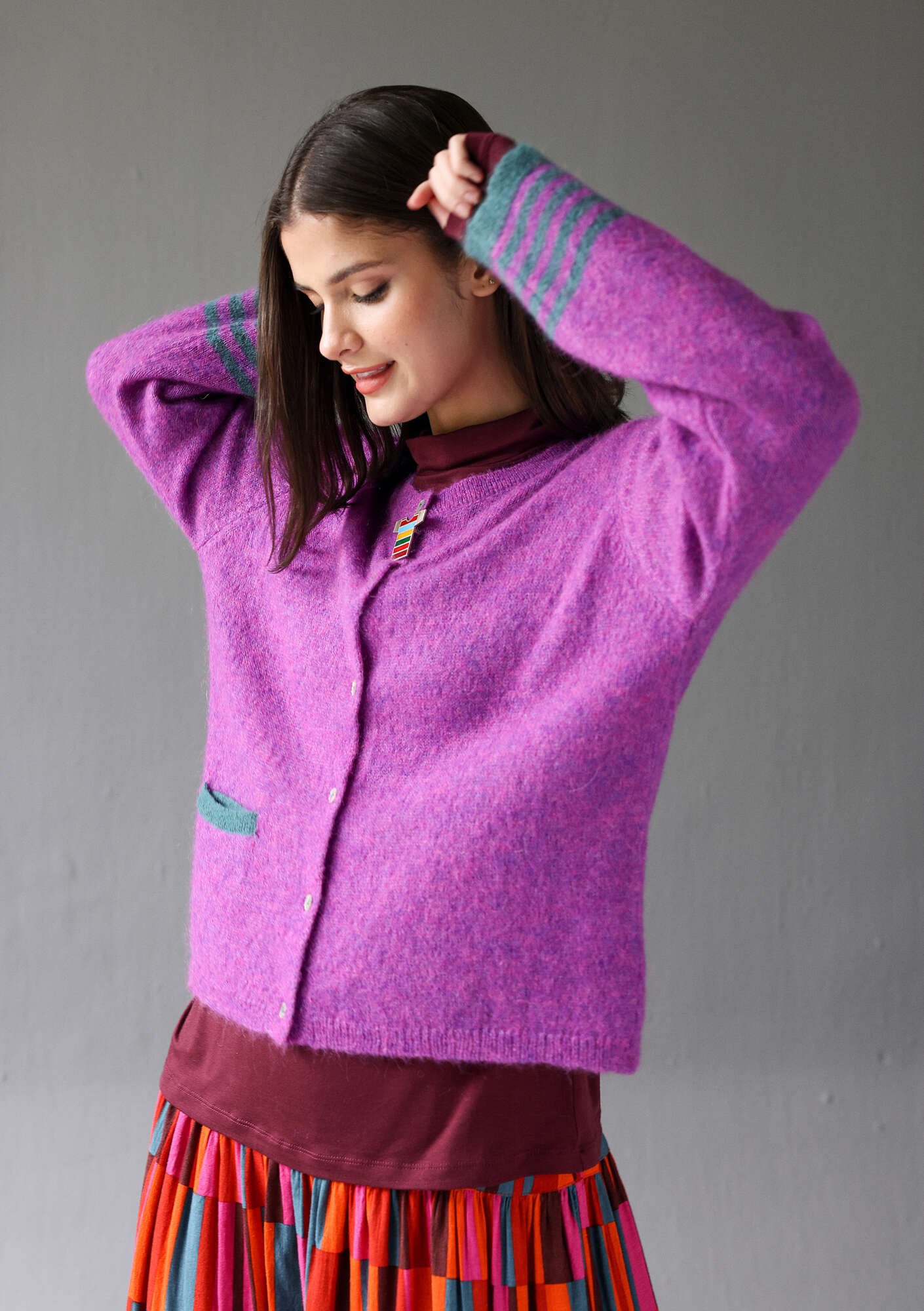 Stripe” cardigan in an alpaca blend gudrunsjoden.com