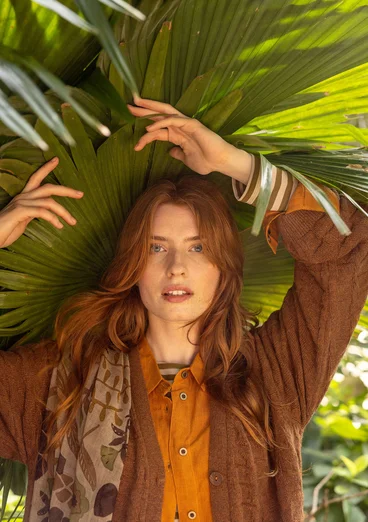 Gilet long "Harriet" en mélange de laine recyclée - chocolat/chiné