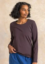 Gepunktetes oder einfarbiges Jerseyshirt „Ebba“ aus Baumwolle/Elasthan - dunkelaubergine