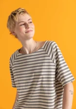 Basic-Streifenshirt aus Bio-Baumwolle - eisengrau-feder