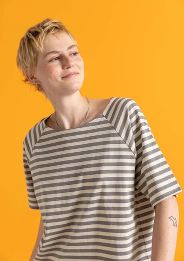 Basic gestreept T-shirt van biologisch katoen - ijzergrijs/veer