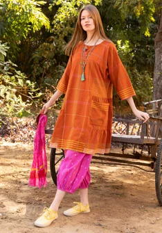 Kleid „Fields“ aus Baumwollgewebe - gebranntes orange