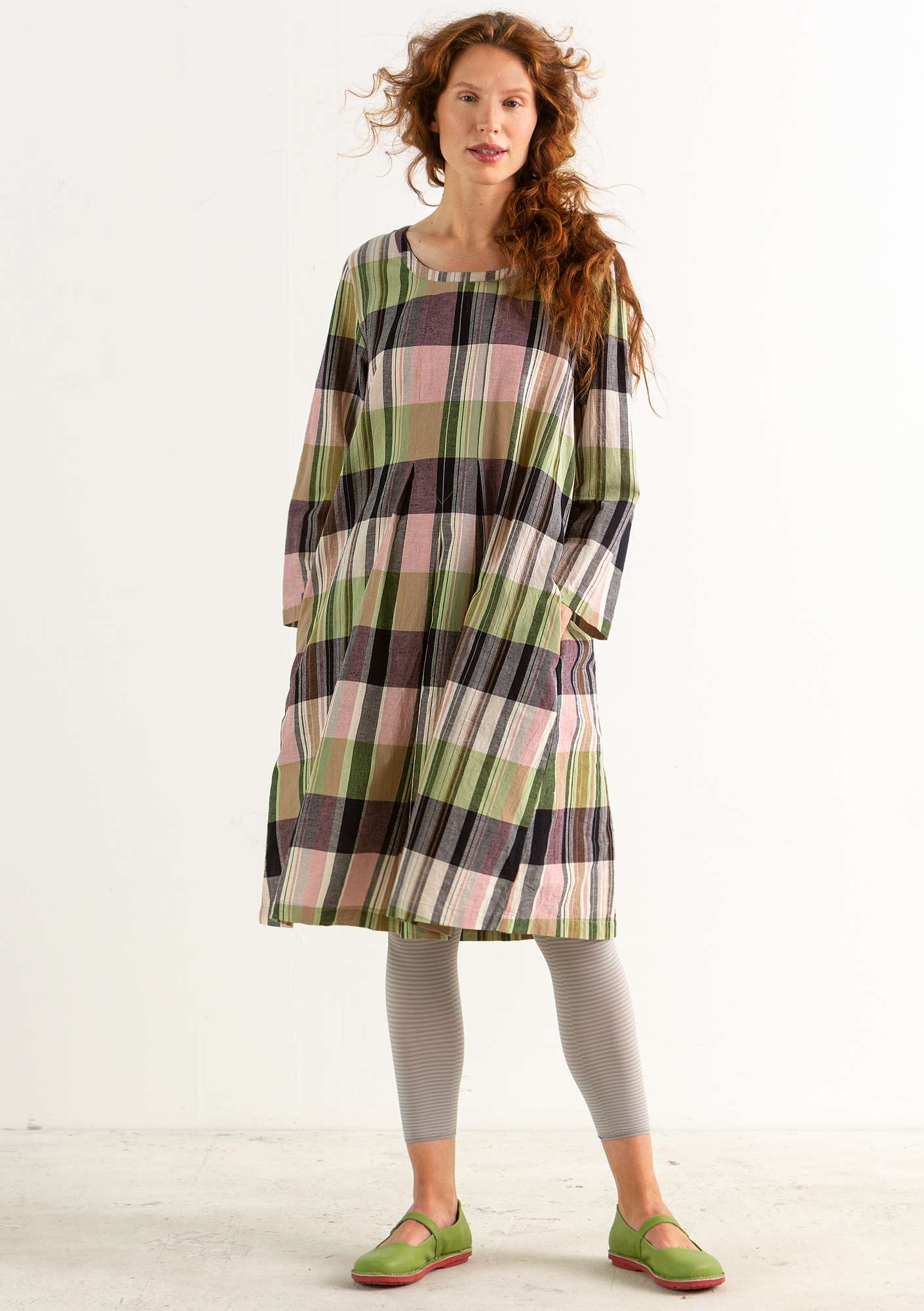 Kleid „Rut“ aus Öko-Baumwolle/Leinen natur-gemustert thumbnail