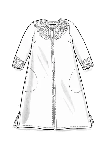 “Amisha” embroidered dress in a woven blend of organic cotton and linen - feather
