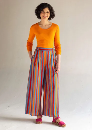Gemusterte Hose „1964“ aus Bio-Baumwolle - leinenblau