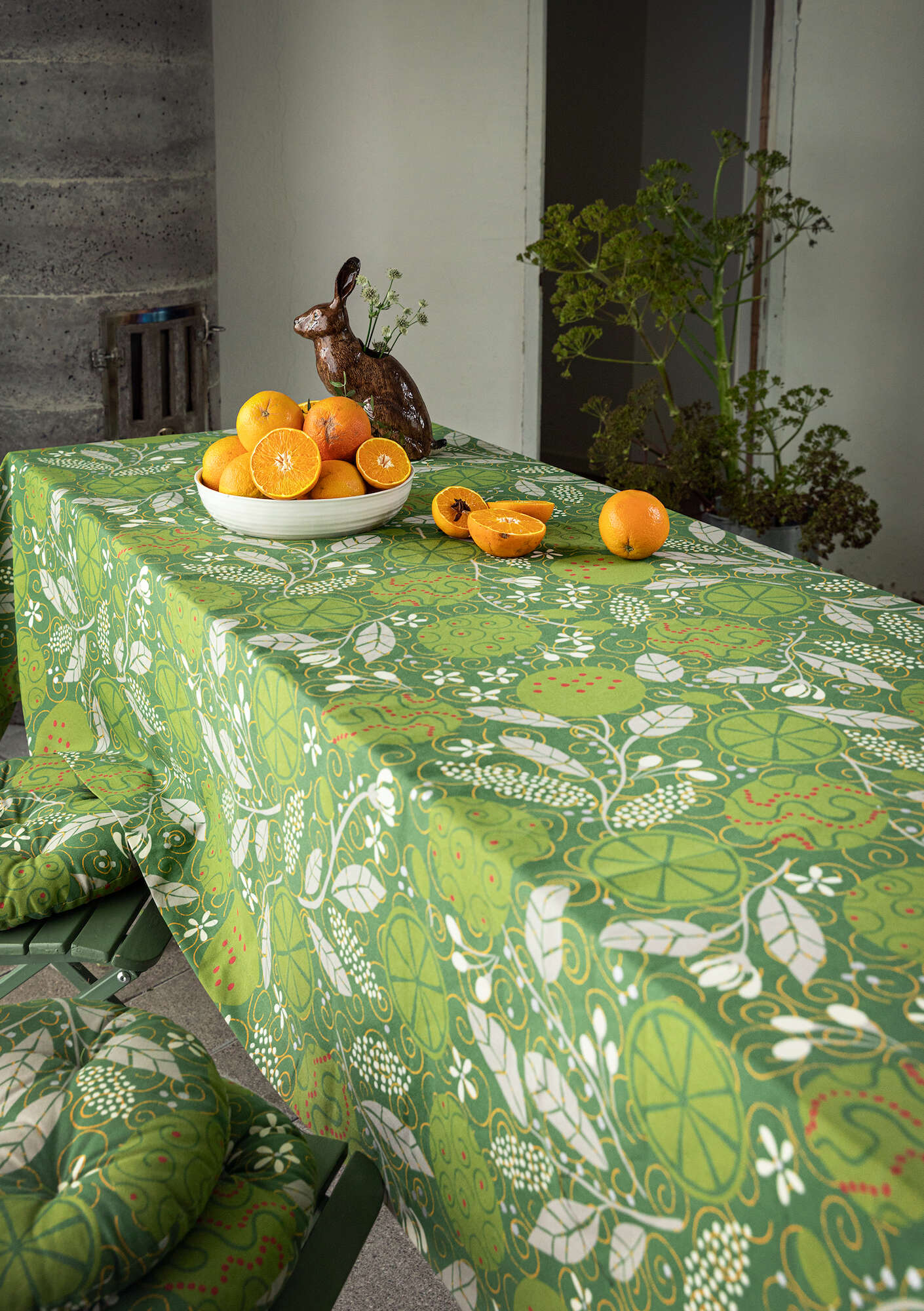 “Pomerans” organic cotton tablecloth coriander thumbnail