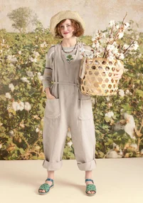 “Gardener” organic cotton/linen dungarees - dark natural