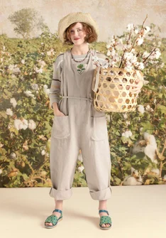 “Gardener” organic cotton/linen dungarees - dark natural