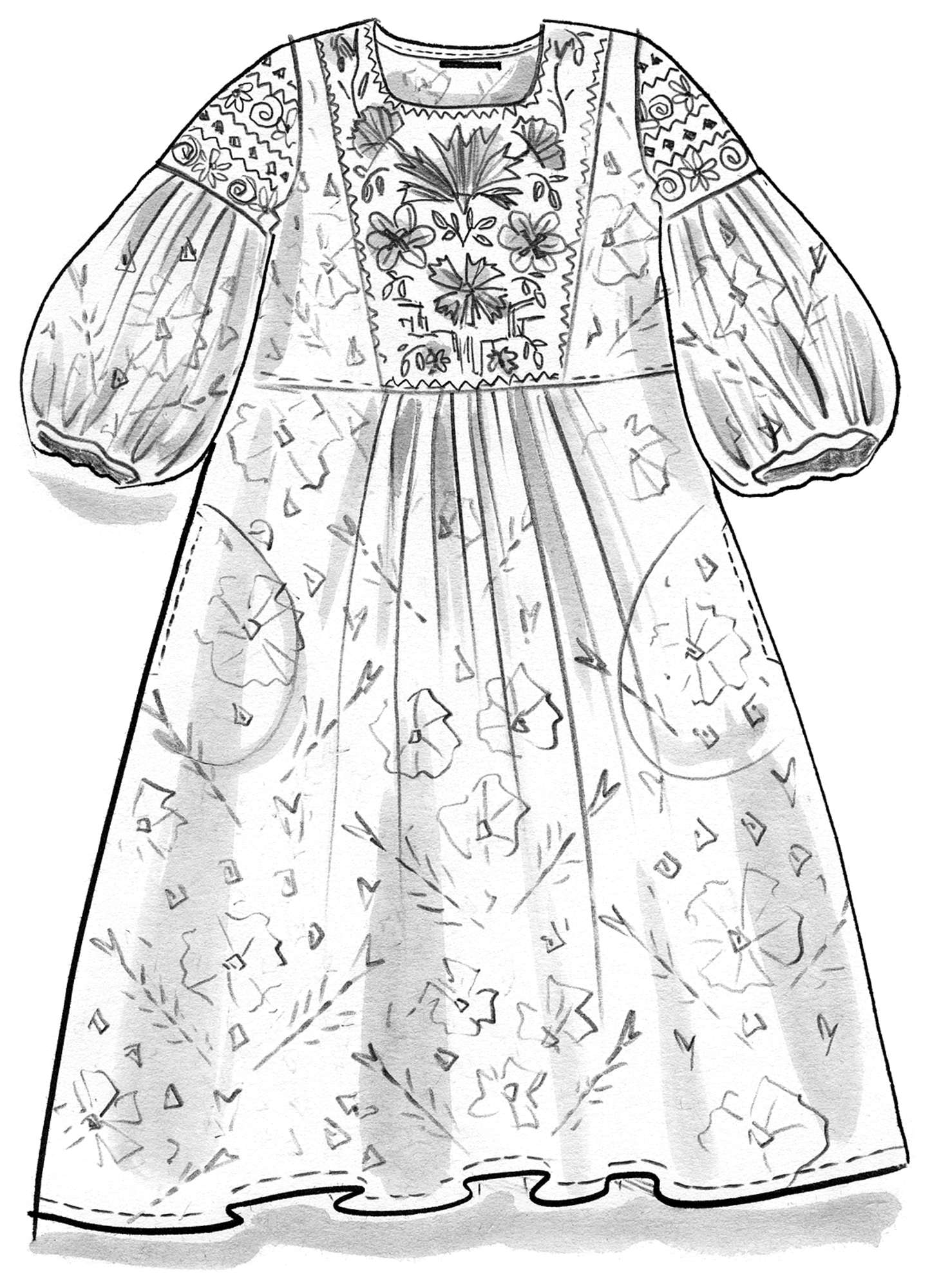 Vevd kjole «Liiva» i økologisk bomull