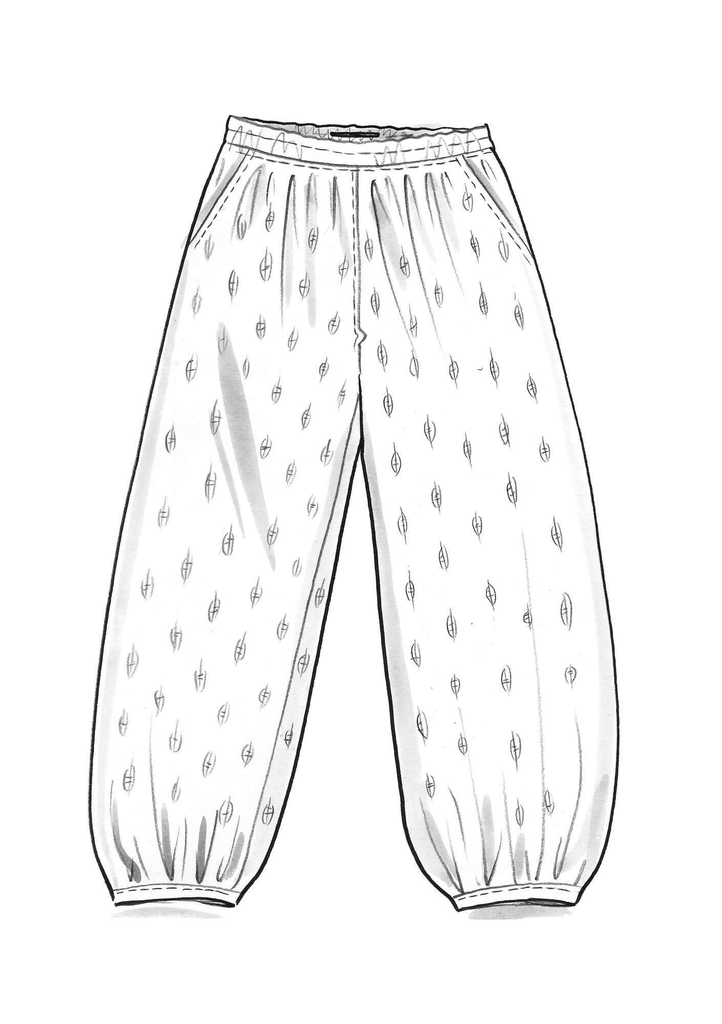 Pantalon tissé à motifs  Signe  en coton biologique blanc cassé