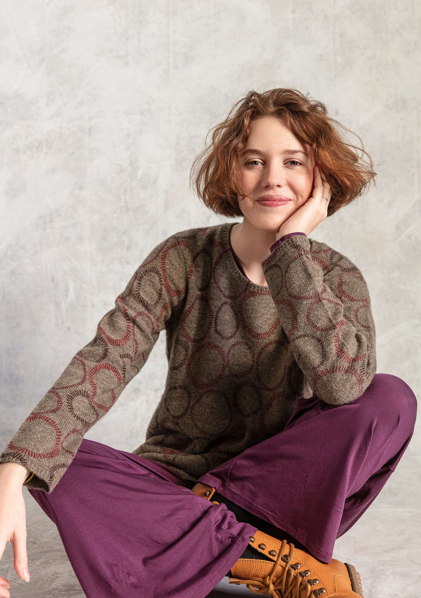 Celia wool sweater potato melange/patterned