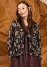Florale Strickjacke „Hillevi“ aus Bio-/Recycling-Baumwolle - schwarz